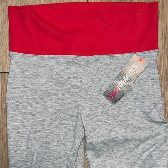 NWT - Gray and Pinkish Red Athletic Leggings with Soft Jersey Fabric - Picture 5 of 5